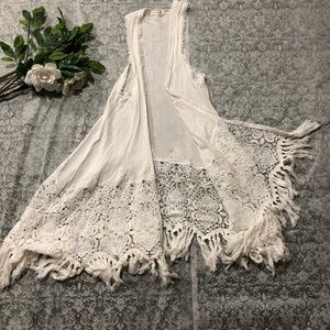 Gorgeous Boho White Shawl with Fringe!!!!